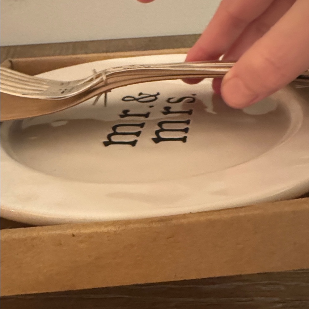 Mr. & Mrs. Plate with Matching Forks - Picture 2 of 4